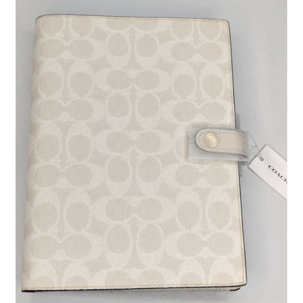 Coach Notebook - CZ198 White Chalk Signature Canvas/Smooth leather - NWT